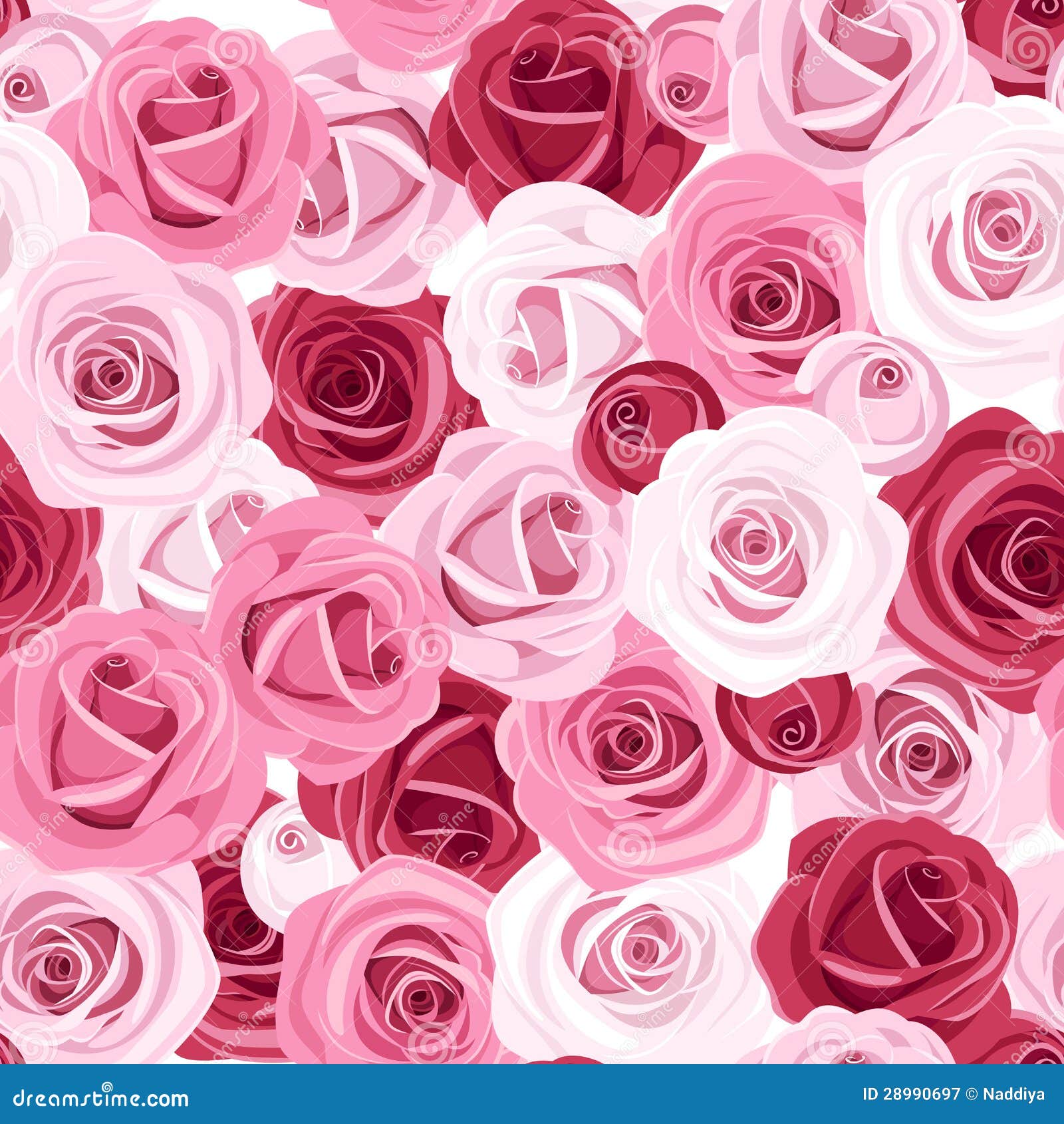 Seamless Background with Colored Roses. Stock Vector Illustration of nature, design 28990697