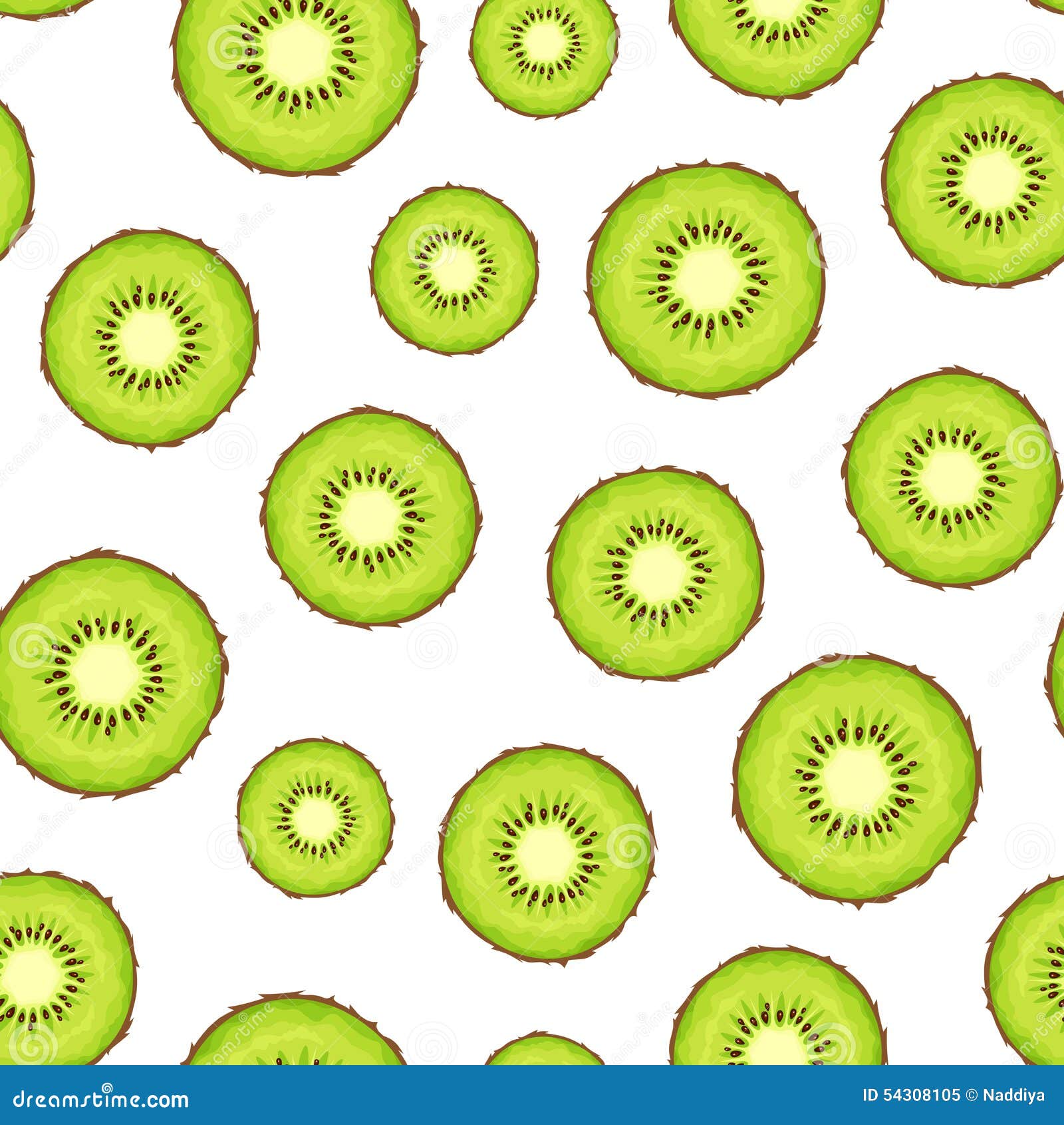 Seamless Background with Kiwi Slices. Vector Illustration. Stock Vector