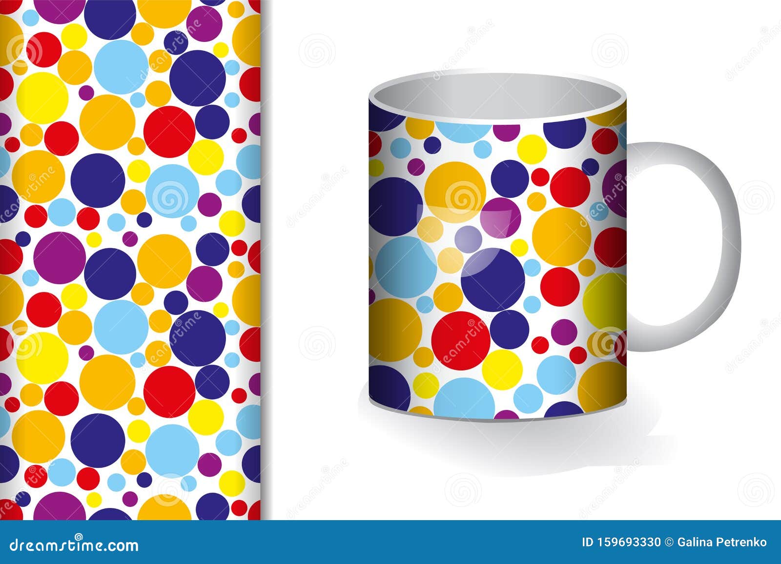 Seamless Background and Pattern with Bright Circles and Mug Layout Design  Concept for Fabric and Print Pape Stock Illustration - Illustration of  printable, graphic: 159693330