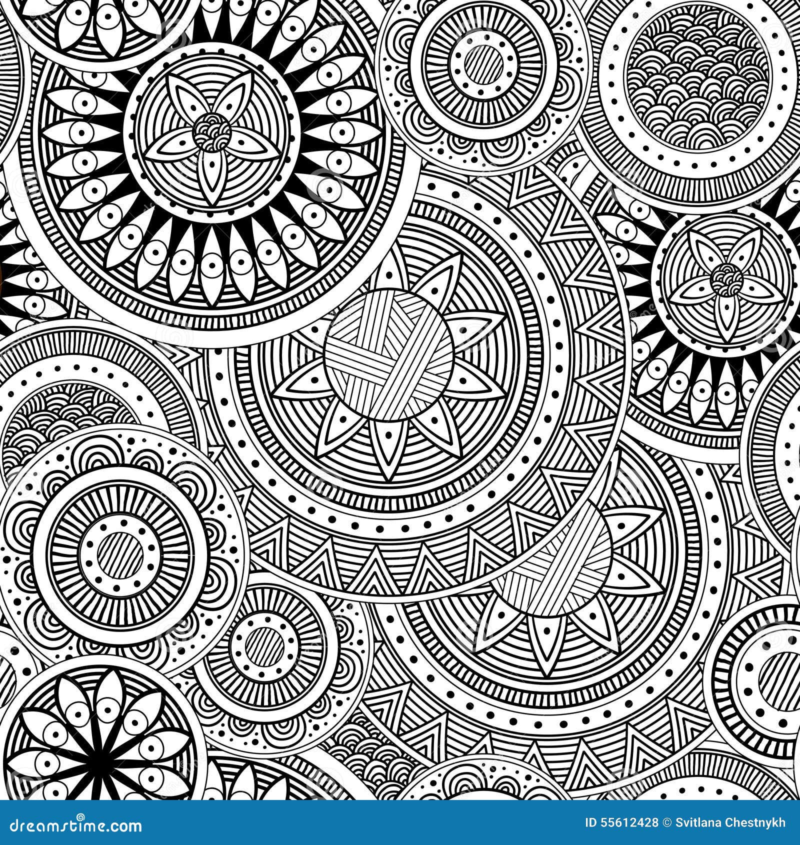 Seamless Background with Patterned Circles Stock Vector - Illustration ...