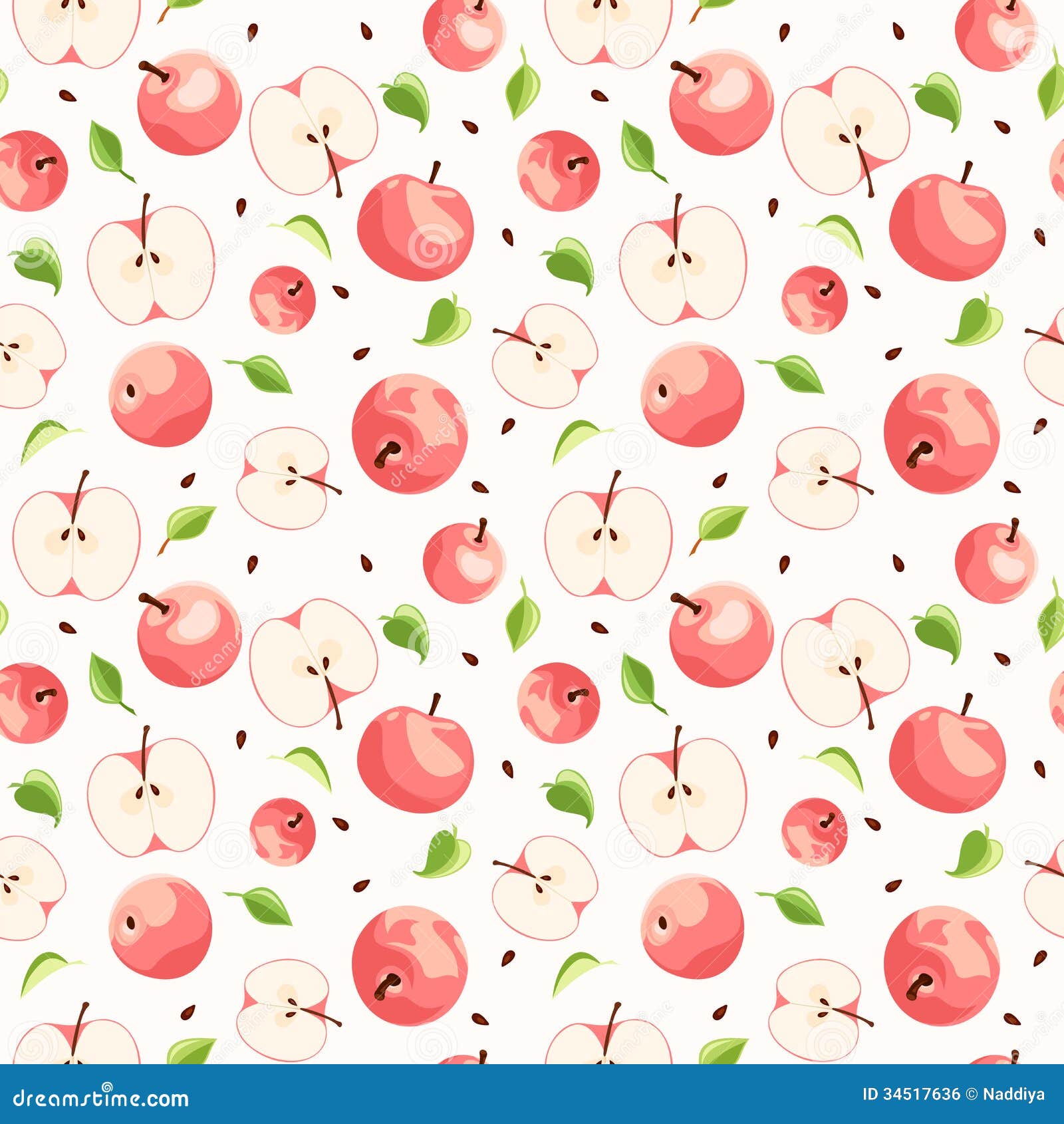 Pink Apples And Flowers Elegant Abstract Seamless Pattern. Hand Drawn