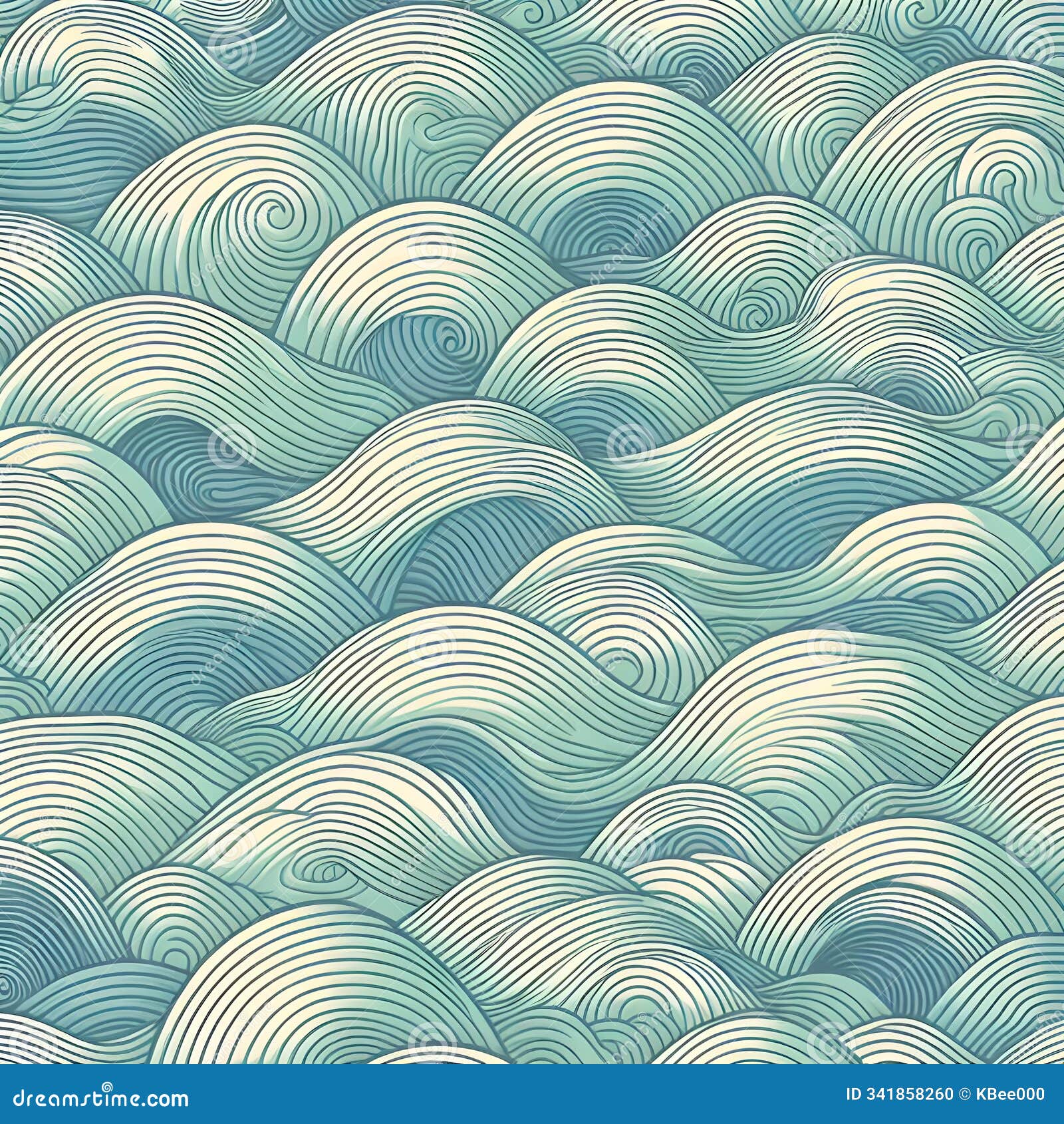 a seamless background of repetitive, flowing waves in soft blue gradients. ai generated.