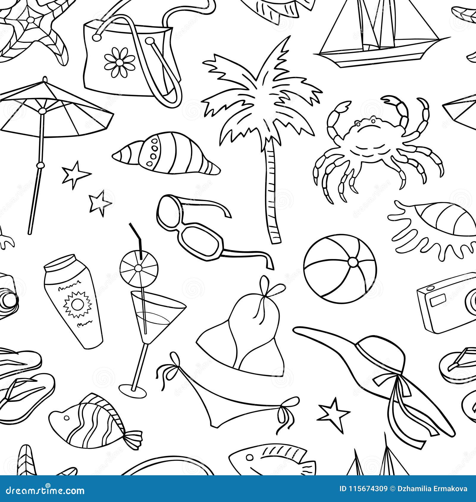 Pattern the Symbols of Beach Recreation Stock Vector - Illustration of ...