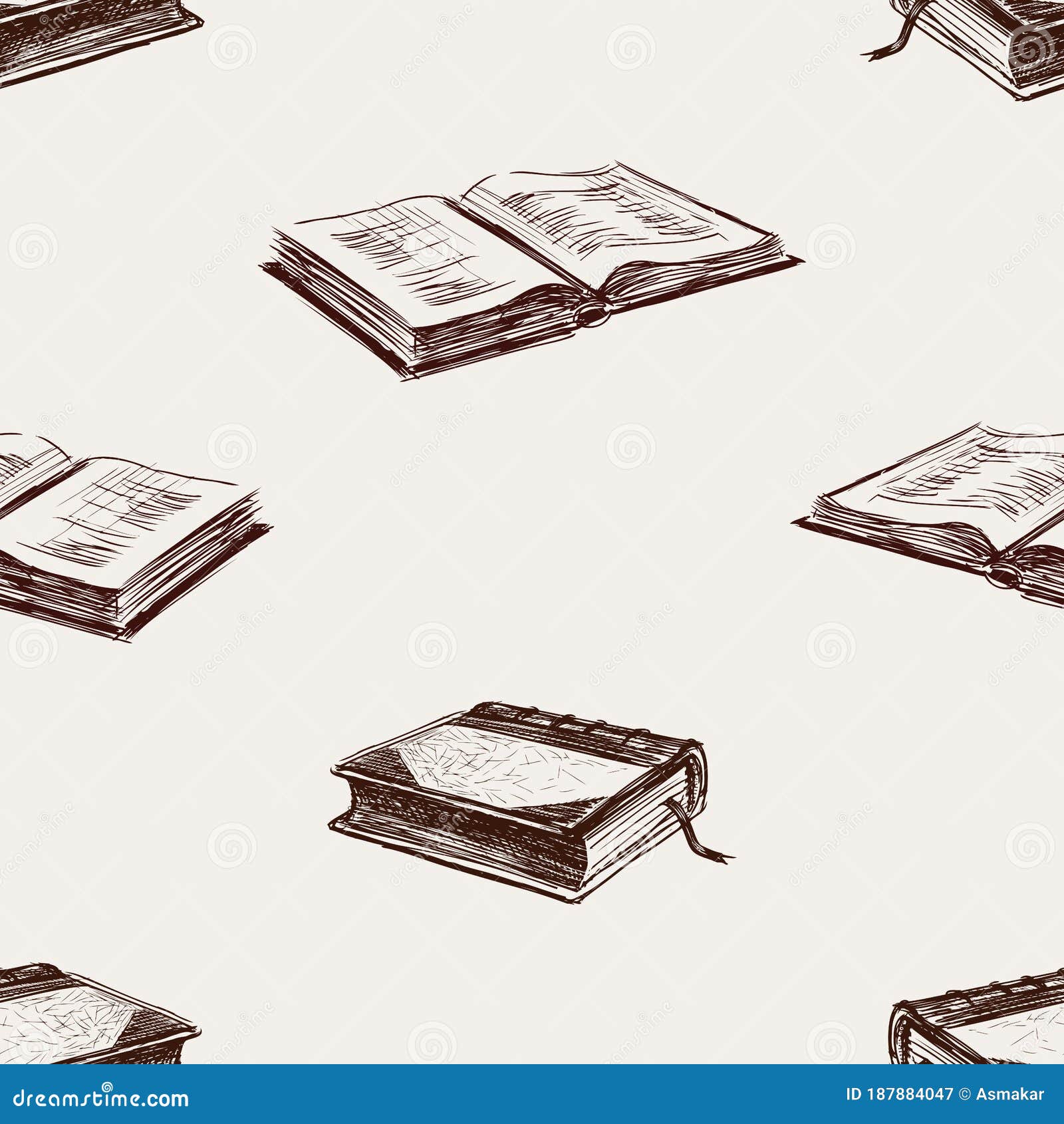 seamless background of sketches old printed books