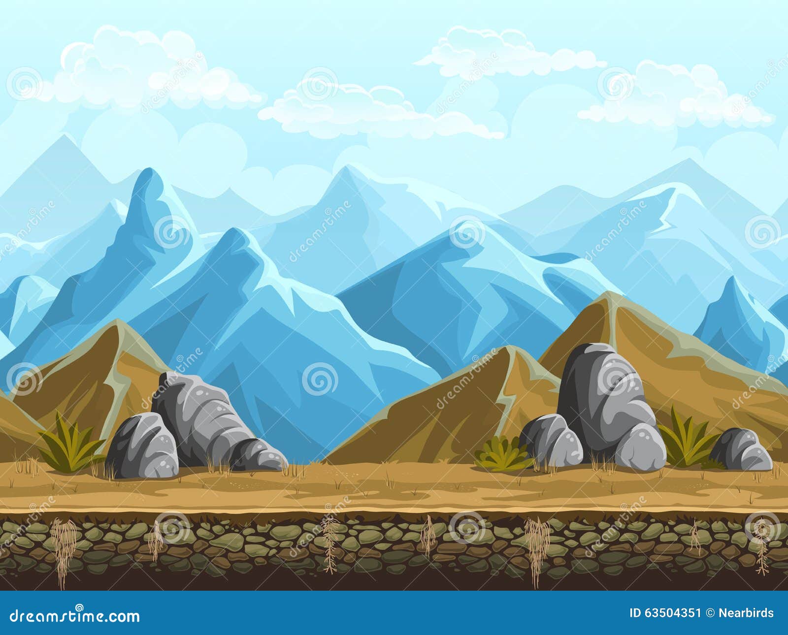 Seamless Background Of Snowy Mountains Stock Vector Image 63504351