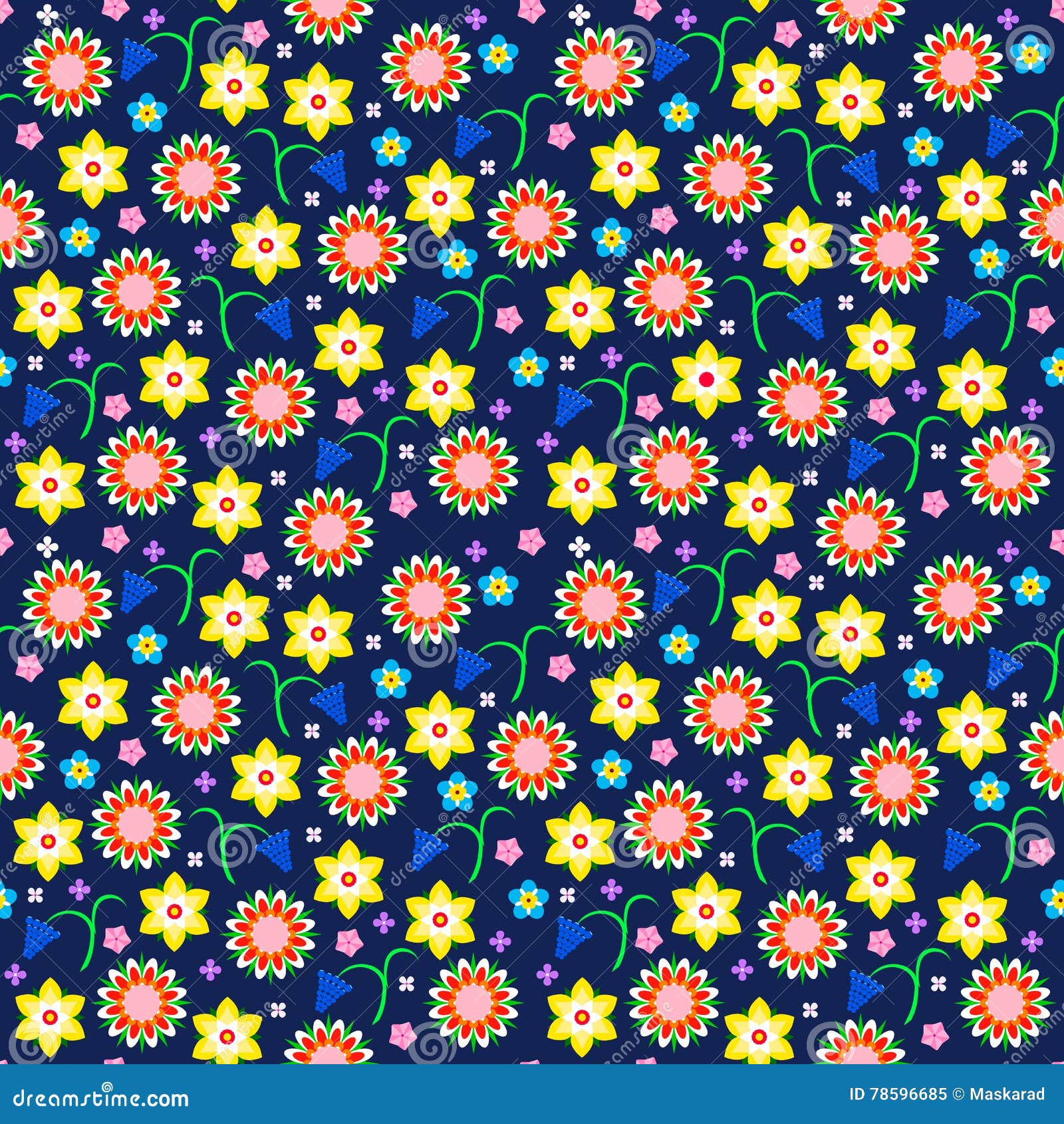 Seamless Background With Spring Floral Pattern, Vector Stock Vector