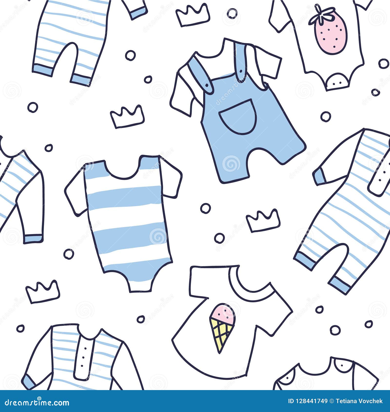 Baby Shower Seamless Pattern of Baby Boy Clothes Stock Vector -  Illustration of little, invitation: 128441749