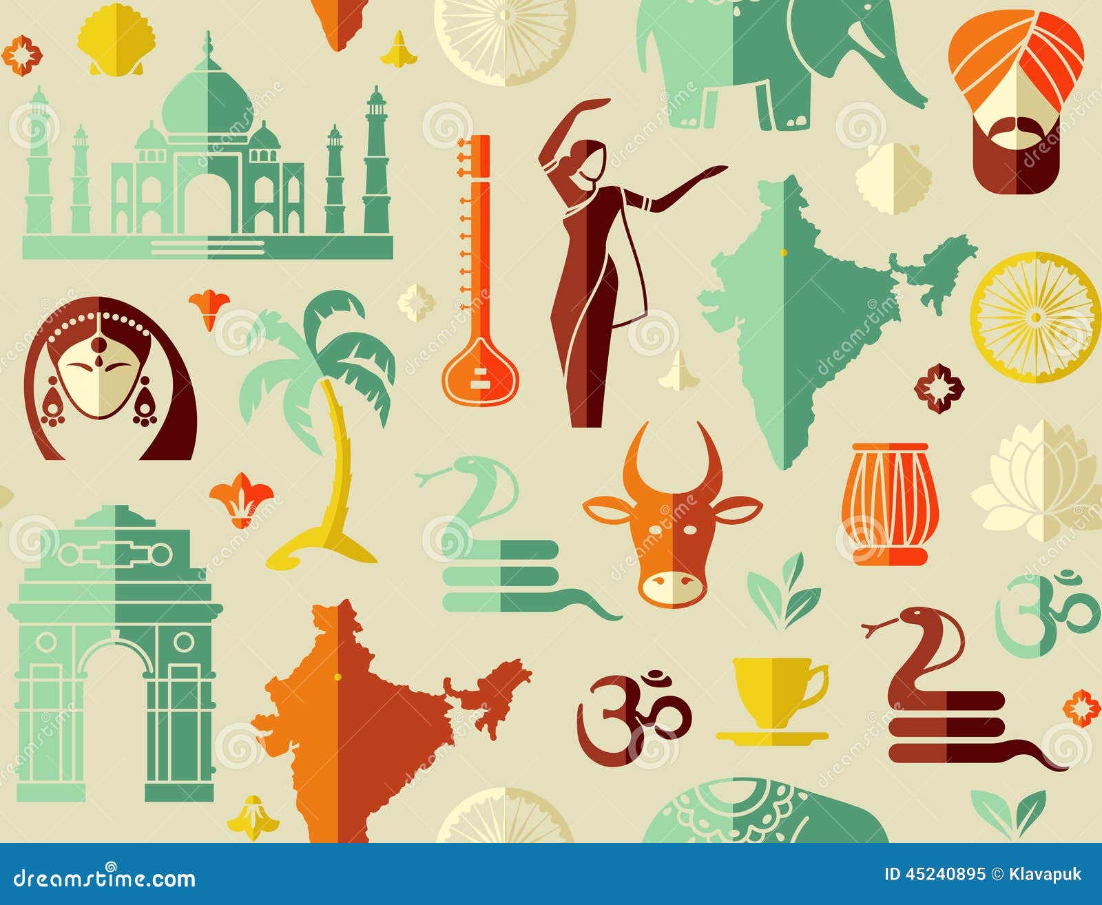 Seamless Background on a Theme of India Stock Vector - Illustration of  palm, cobra: 45240895