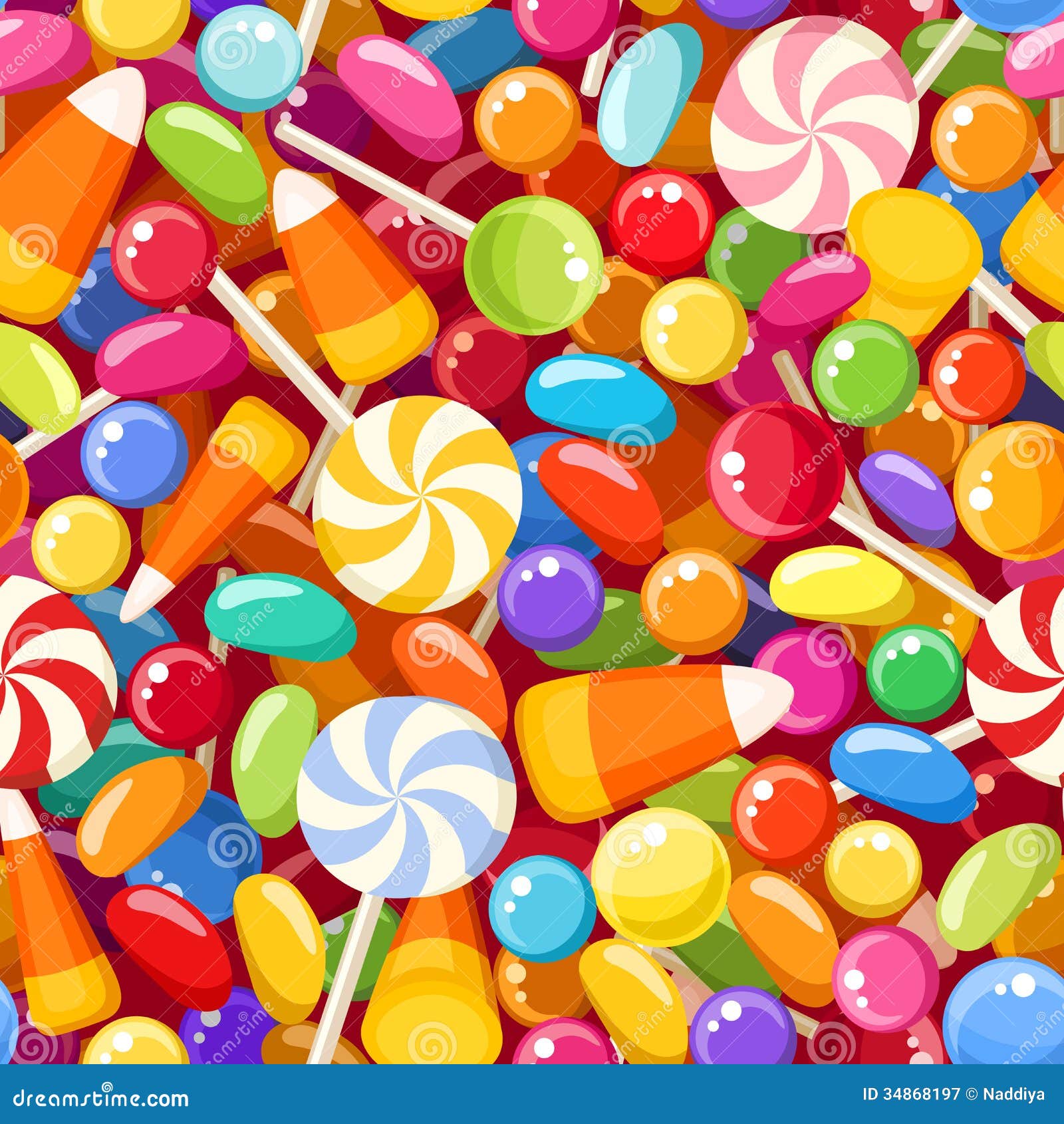 Seamless Background With Various Candies. Royalty Free 