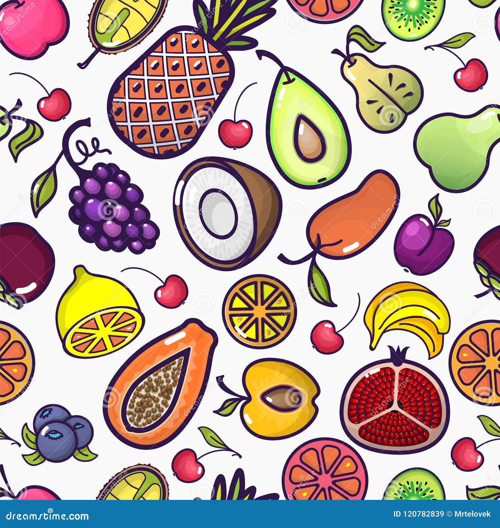 Cartoon Fruits and Berries Vector Seamless Pattern. Colorful Fruit Wallpaper. Healthy Summer Food Background Stock Vector - Illustration of orange, nature: 120782839 Cartoon Fruits and Berries Vector Seamless Pattern. Colorful Fruit Wallpaper. Healthy Summer Food Background Stock Vector - Illustration of orange, nature: 120782839