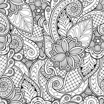 Seamless Background in Vector with Doodles, Flowers and Paisley. Stock ...
