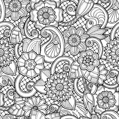Seamless Background in Vector with Doodles, Flowers and Paisley. Stock ...