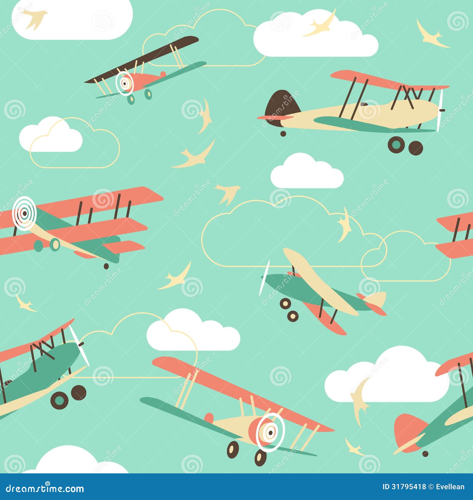 Seamless Background of Vintage Airplanes Stock Vector - Illustration of  airplane, design: 31795418