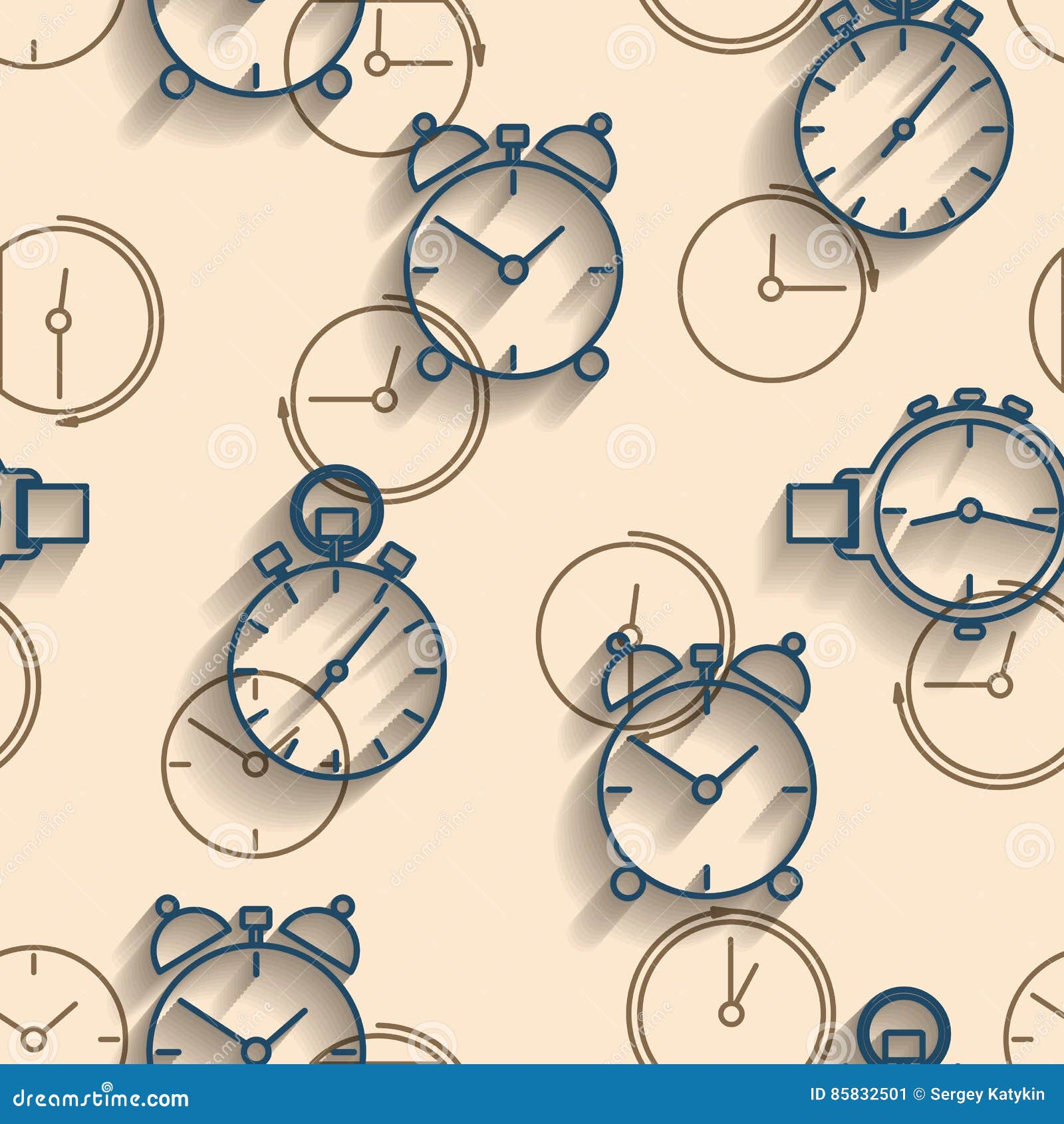 Seamless Background of Watch Dials. Stock Vector - Illustration of icon