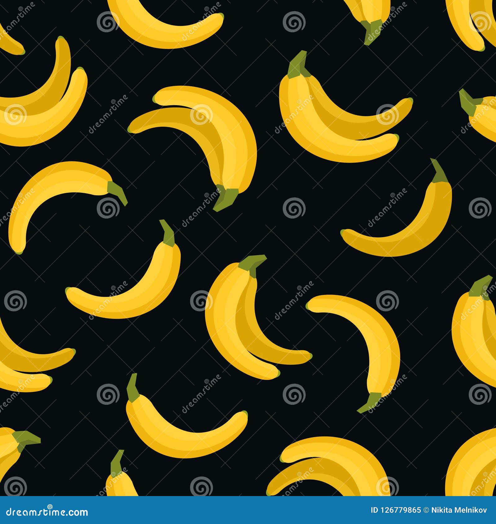 Seamless Background with Yellow Bananas. Stock Vector Illustration of