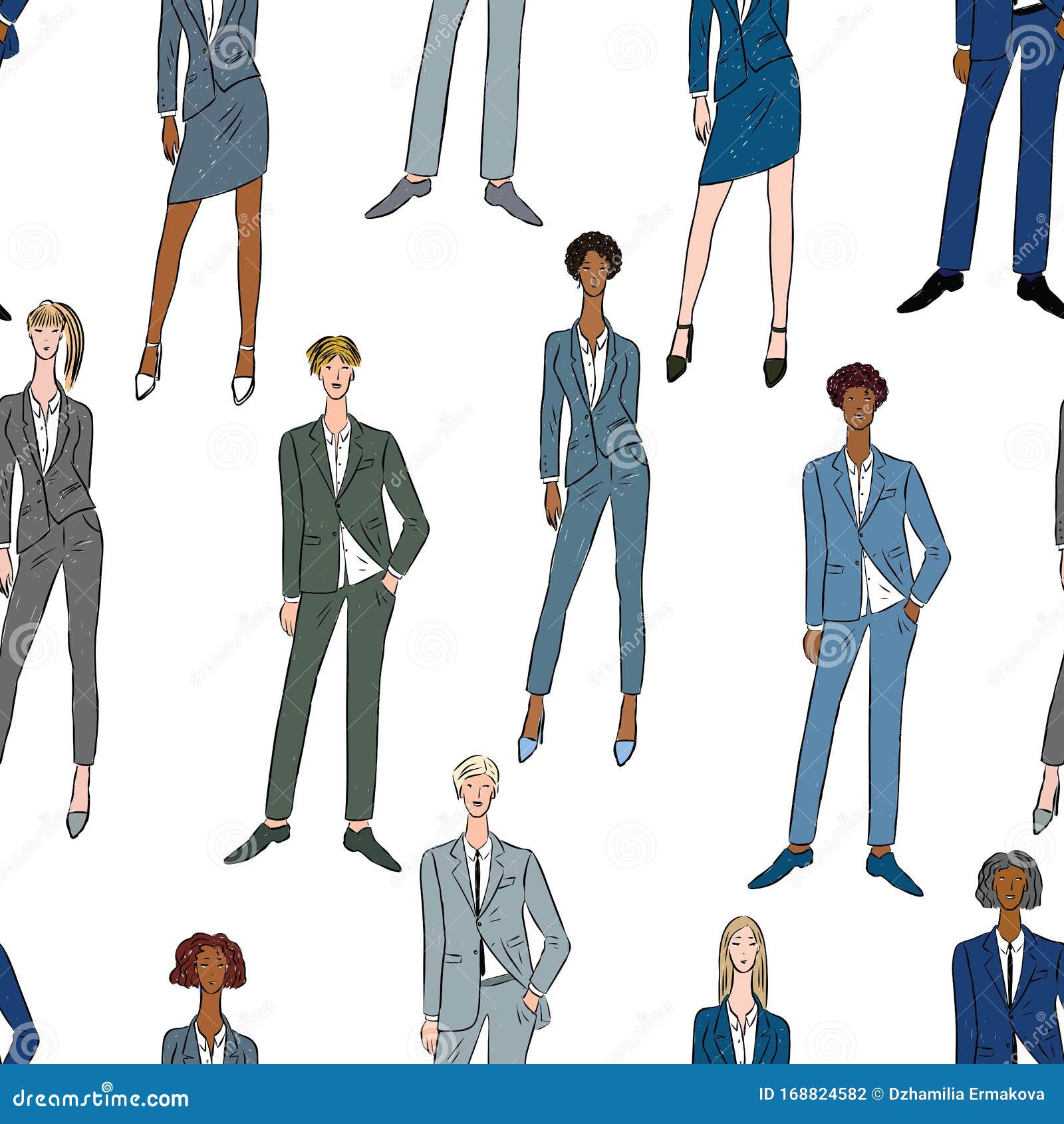 Seamless Background of Young Business People in Classic Suits Stock ...