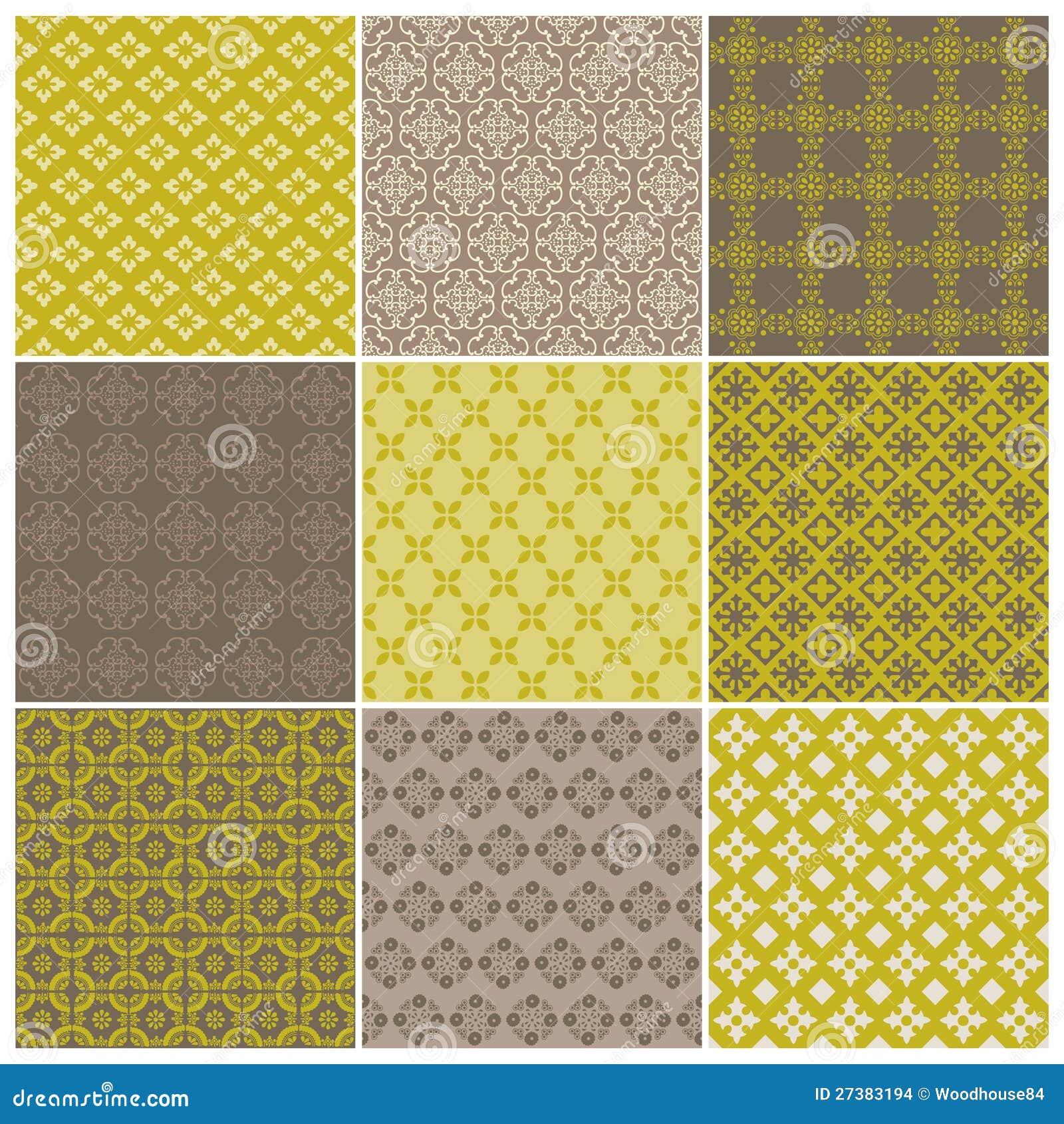 Seamless Backgrounds Collection Vintage Tile Stock Vector