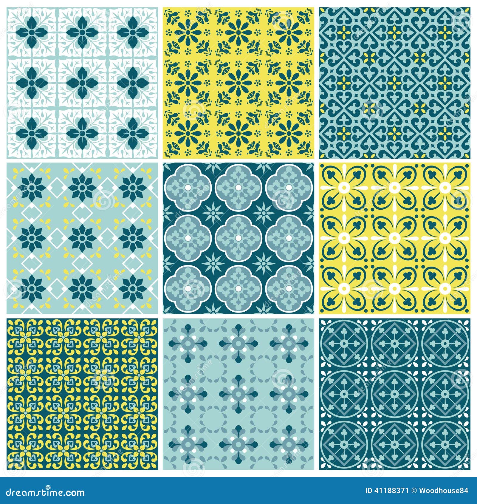 Seamless Backgrounds Set Vintage Tile Stock Vector Illustration of