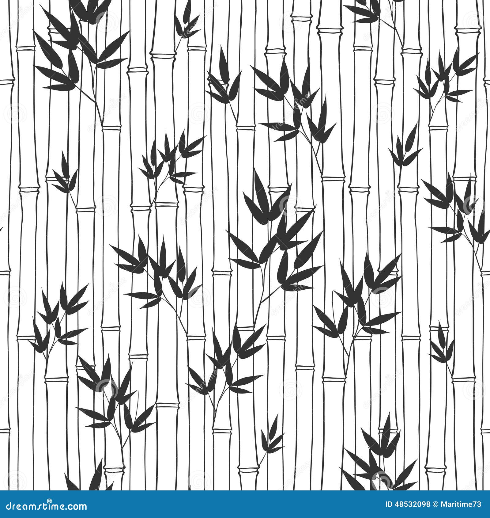 Seamless Bamboo Pattern. Black and White Illustration. Stock Illustration -  Illustration of repeat, background: 48532098