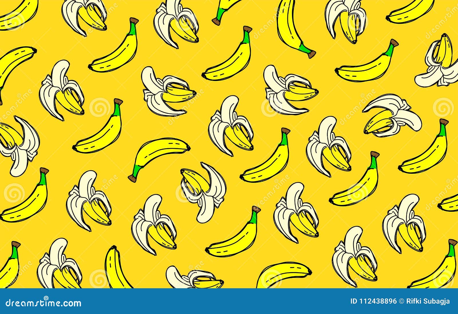 Seamless Banana Pattern on Yellow Background Stock Vector - Illustration of  summer, natural: 112438896