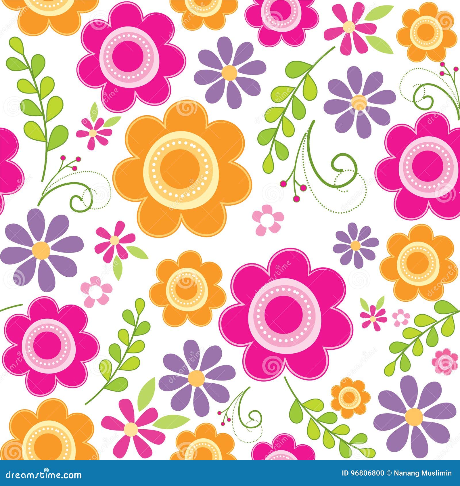 Seamless Beautiful Flowers Pattern Stock Vector - Illustration of clipart,  greetings: 96806800
