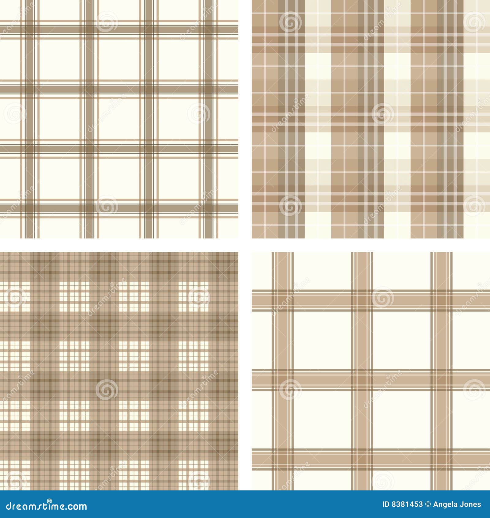 seamless beige checked pattern set