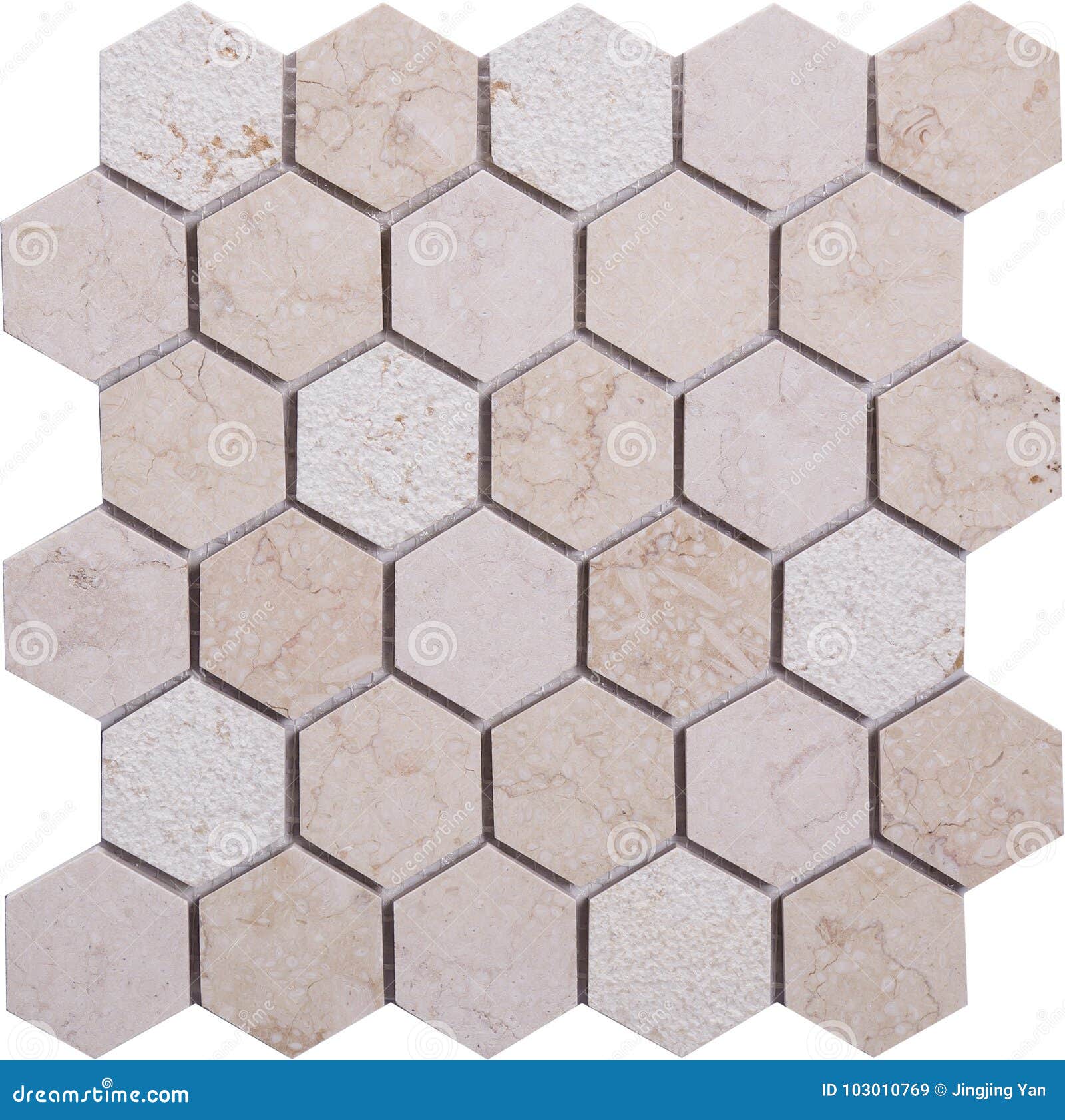 Seamless Beige Hexagon Marble Mosaic Pattern Stock Image Image