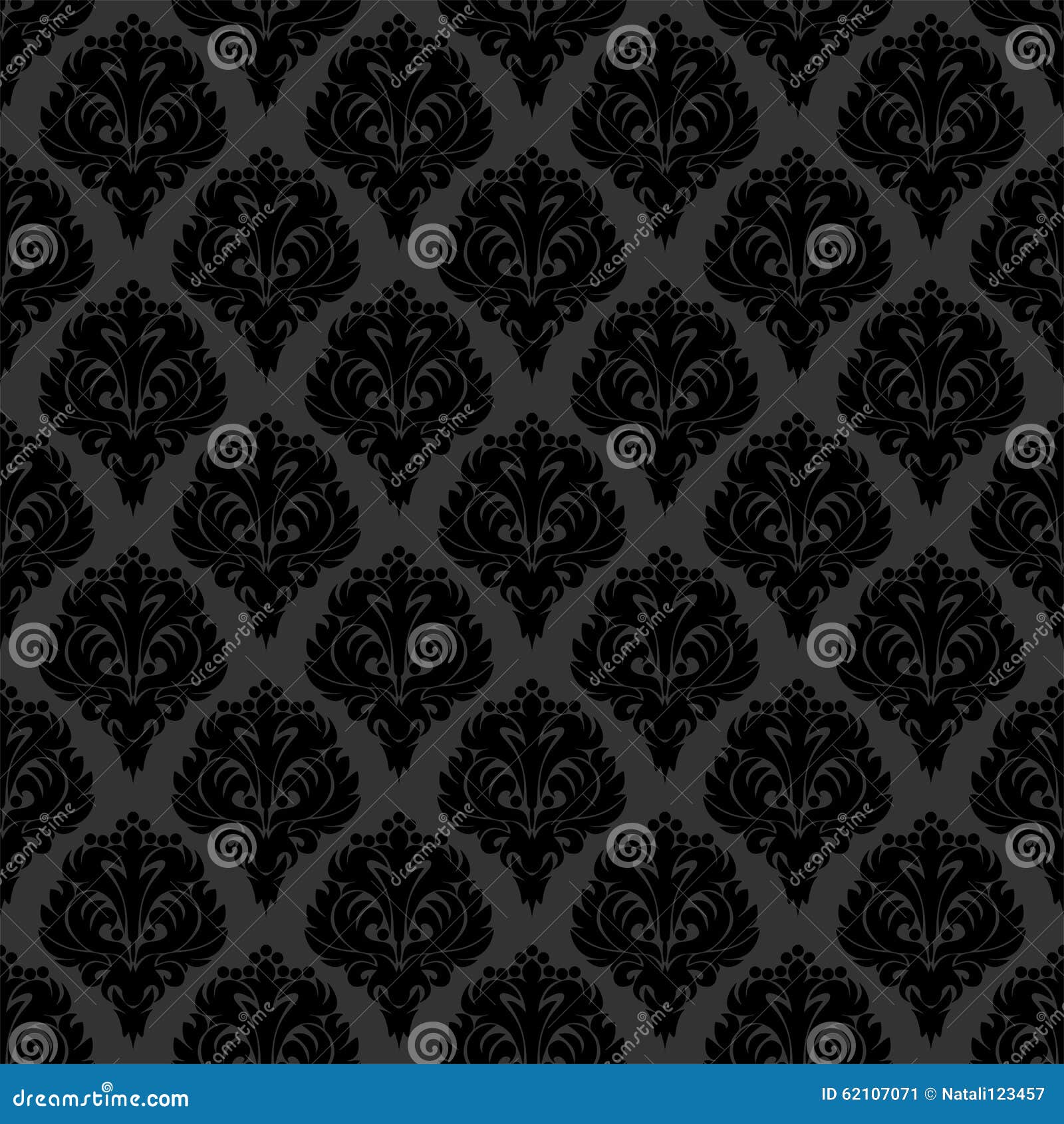 Seamless Black Damask Wallpaper Stock Vector Illustration of