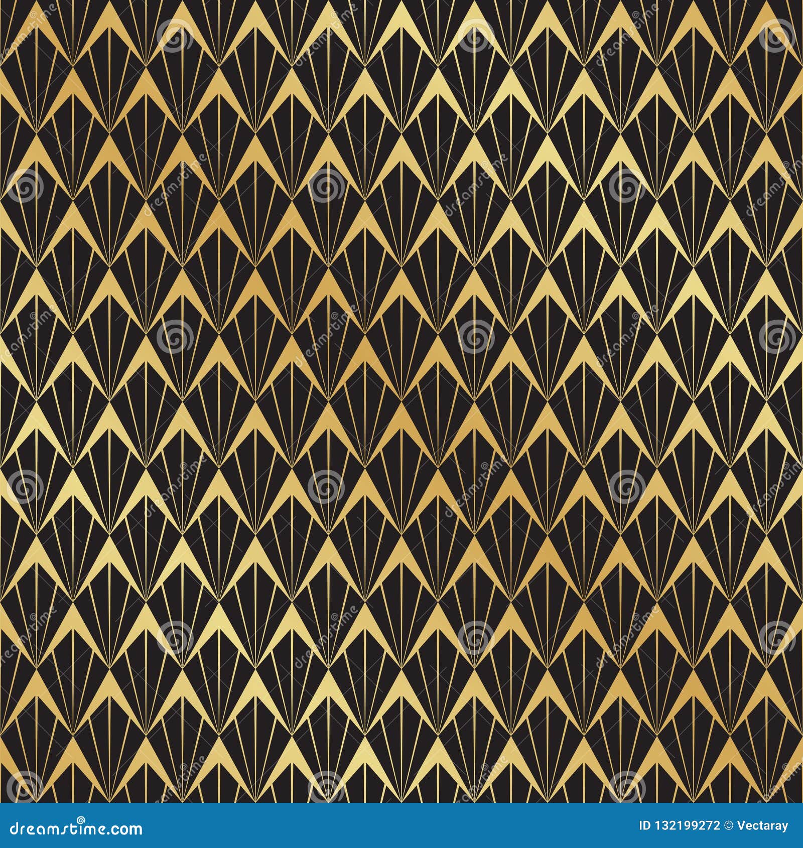 Seamless Black and Gold Art Deco Pattern Stock Illustration ...