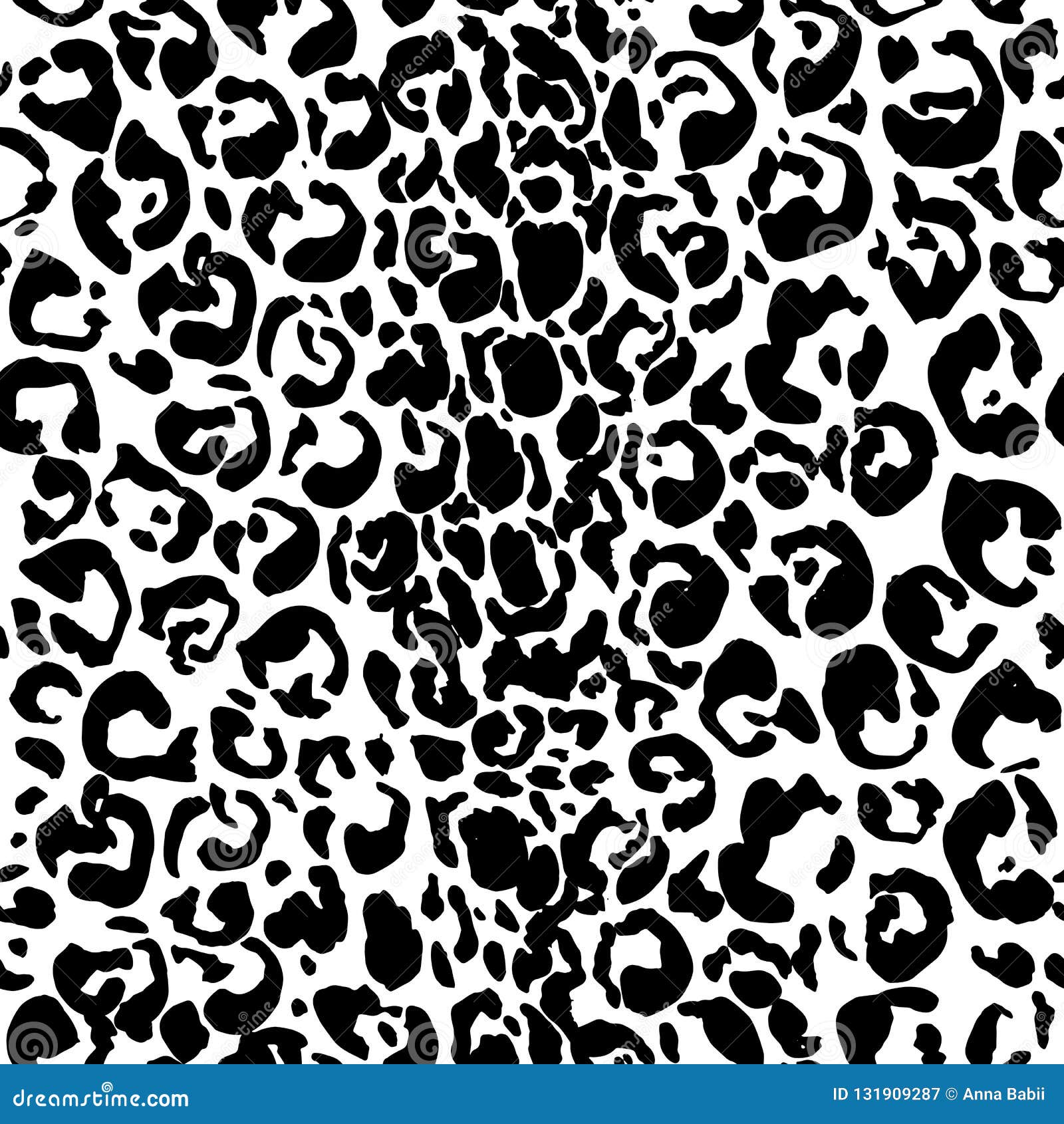 Seamless Black Leopard Pattern. Animal Skin Grunge Texture. Vector ...