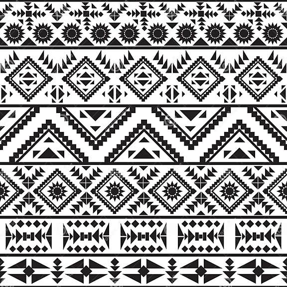 Seamless Black and White Navajo Pattern Stock Vector - Illustration of ...