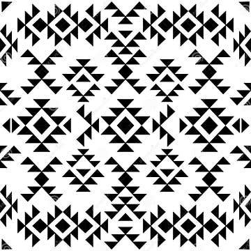 Seamless Black and White Navajo Pattern, Vector Illustration Stock ...