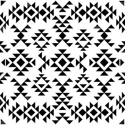 Seamless Black and White Navajo Pattern, Vector Illustration Stock ...