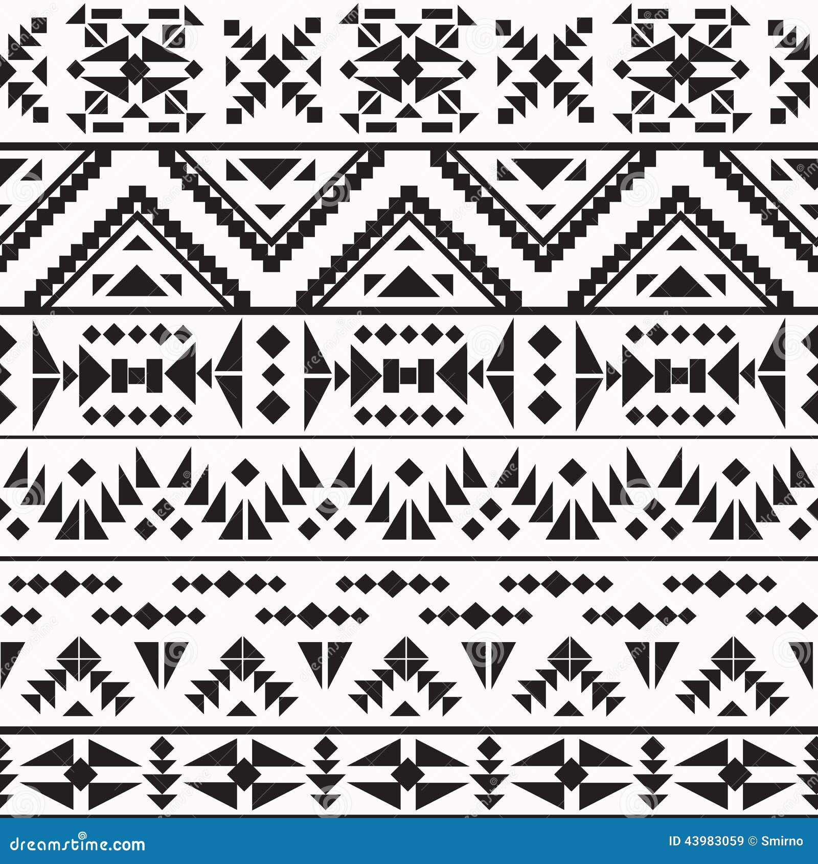 Seamless Black and White Navajo Pattern Stock Vector - Illustration of ...