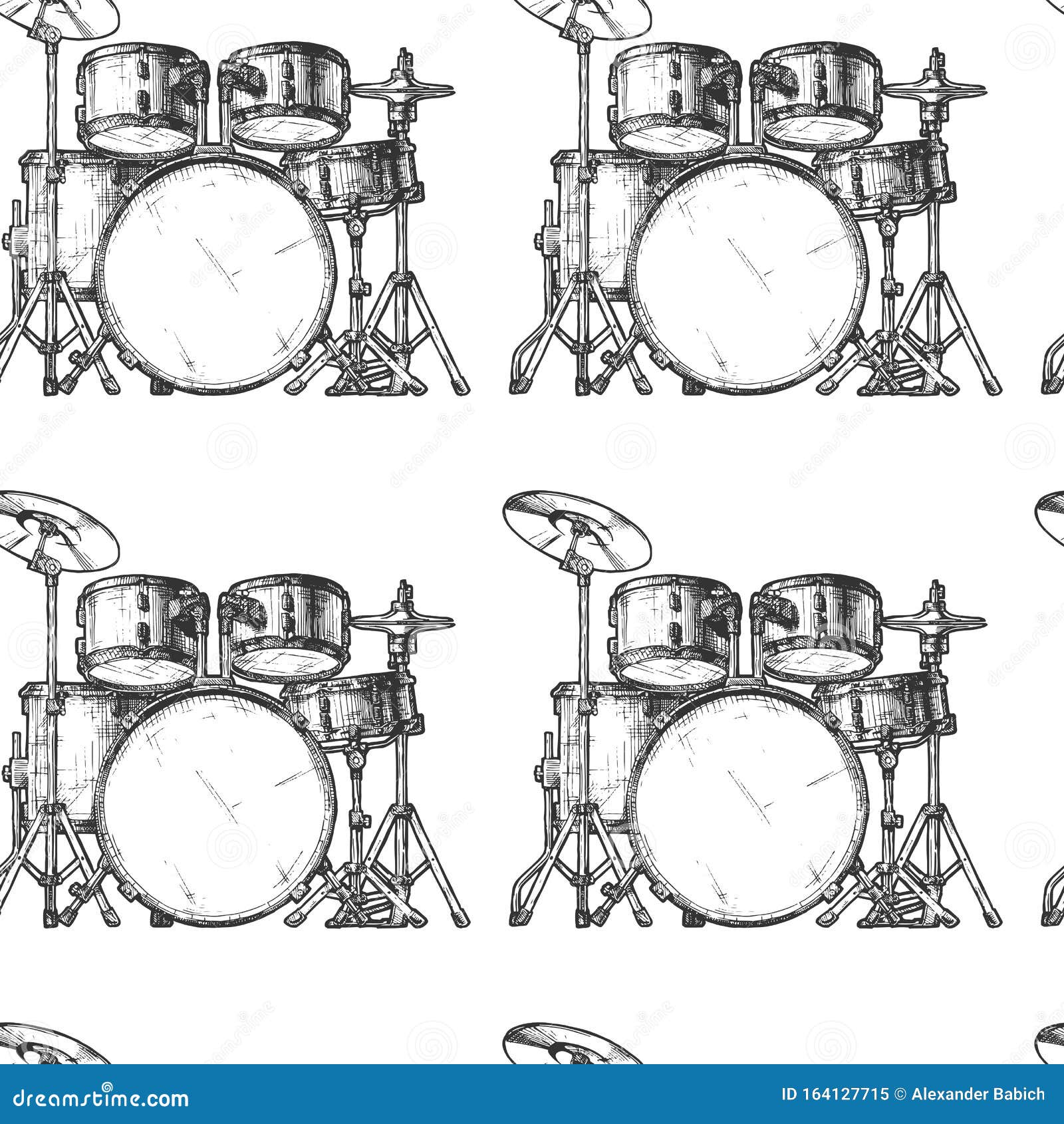 Pattern with drum kit stock vector. Illustration of jazz 164127715