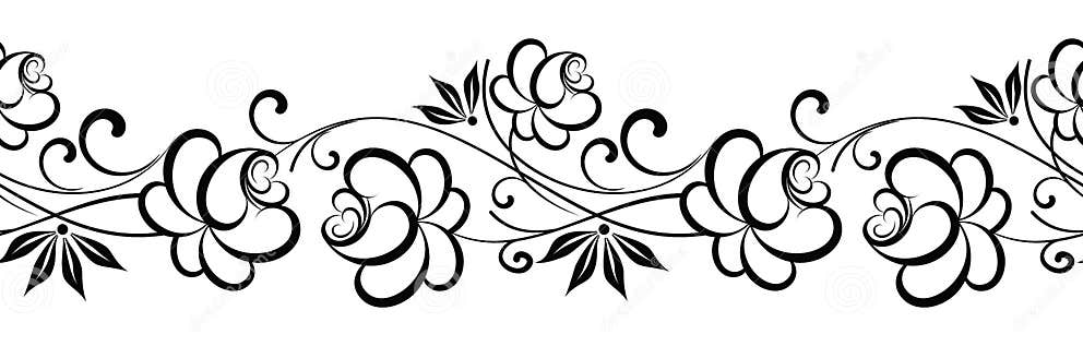 Seamless Rose Flower Border Stock Vector - Illustration of frame ...