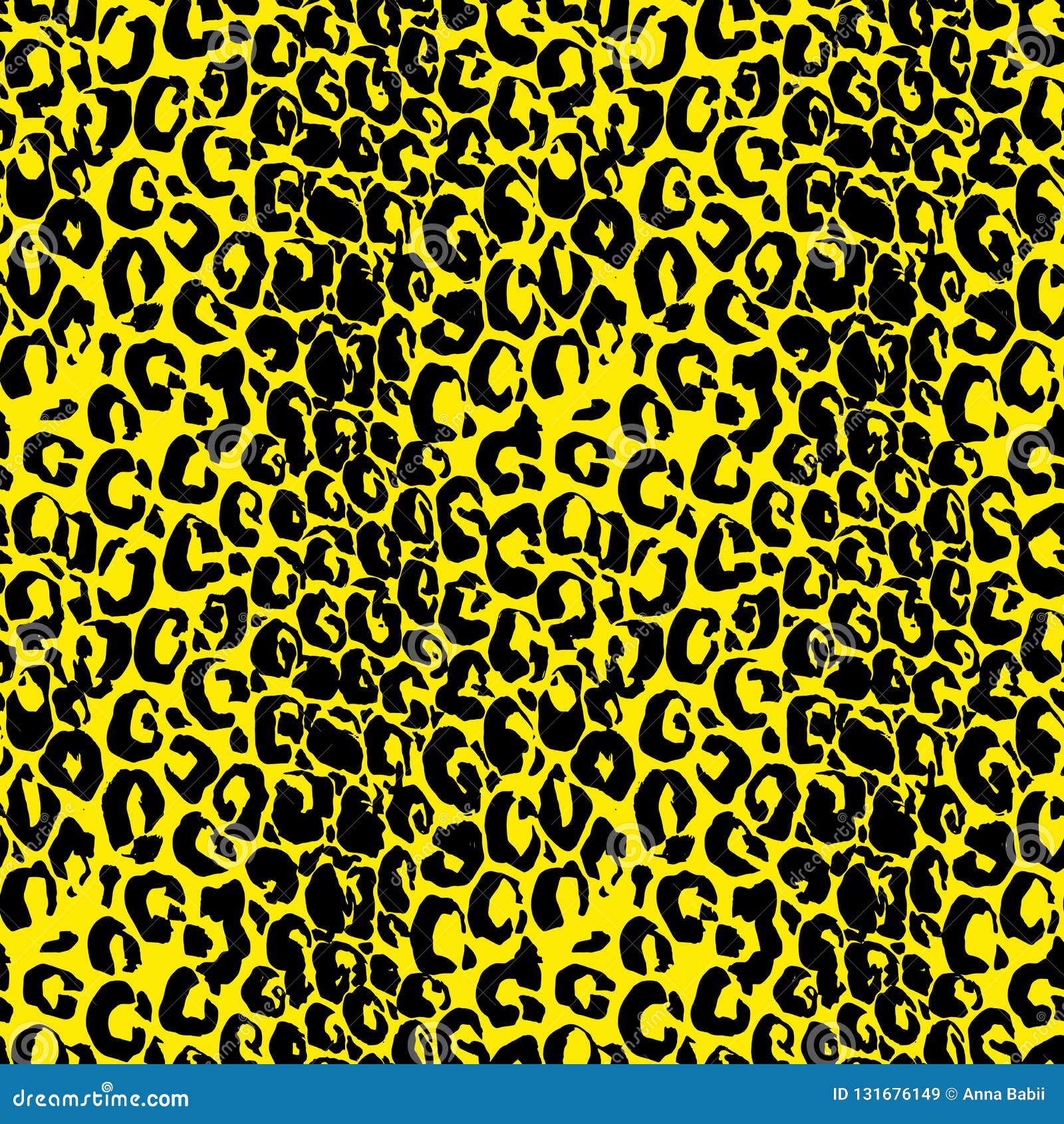 Seamless Black and Yellow Leopard Pattern. Animal Skin Grunge Texture ...