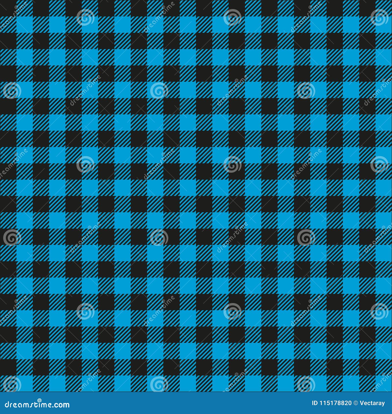 Seamless Blue and Black Checkered Fabric Pattern Background Texture