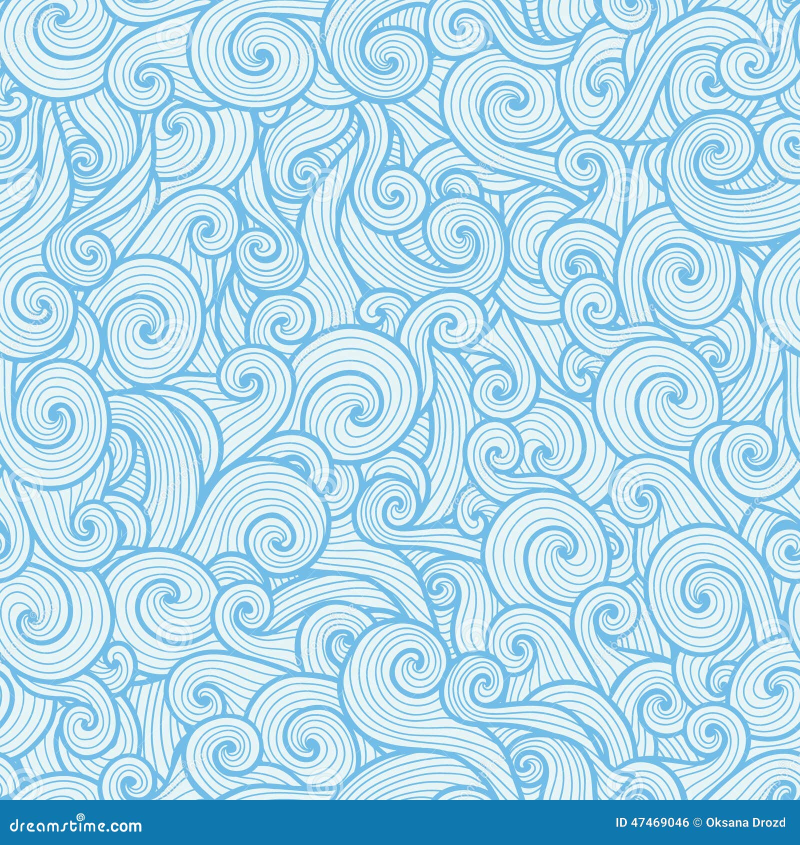 Seamless Blue Curly Pattern Stock Vector - Illustration of swirly ...