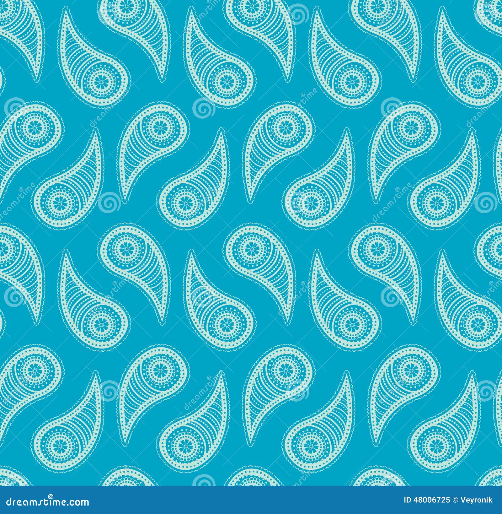 Seamless Blue Oriental Paisley Pattern Stock Vector Illustration of