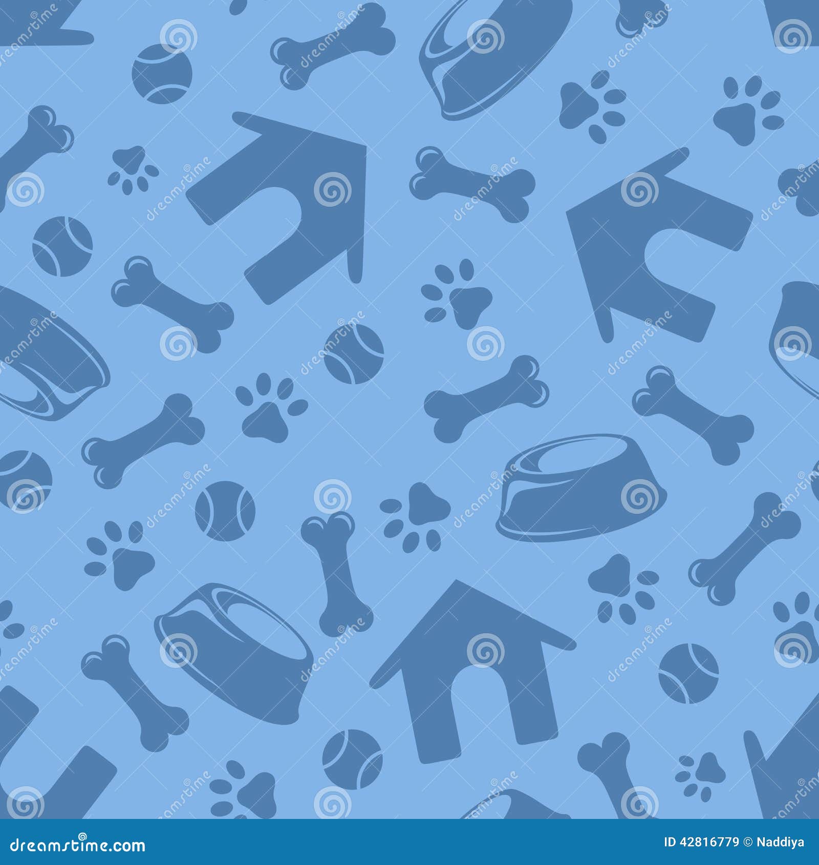 seamless blue pattern with dogs s.  .