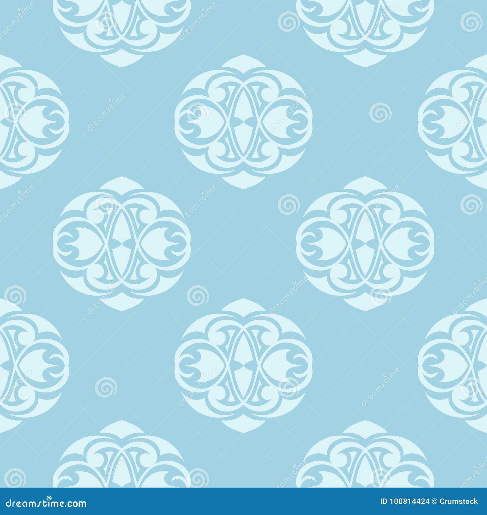 Seamless Blue and White Pattern with Wallpaper Ornaments Stock Vector