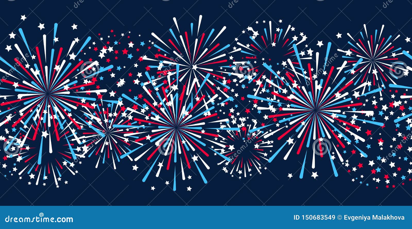 seamless border with fireworks for independence day