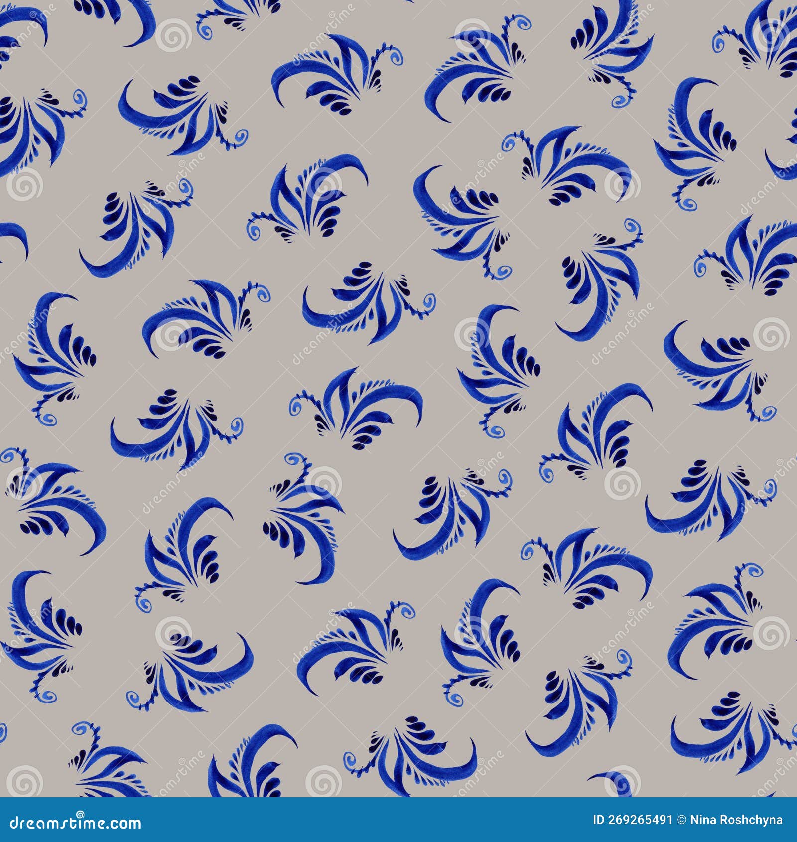 petrikyvka blue twig. an interesting plant print for your creativity, for printing on things, on fabric