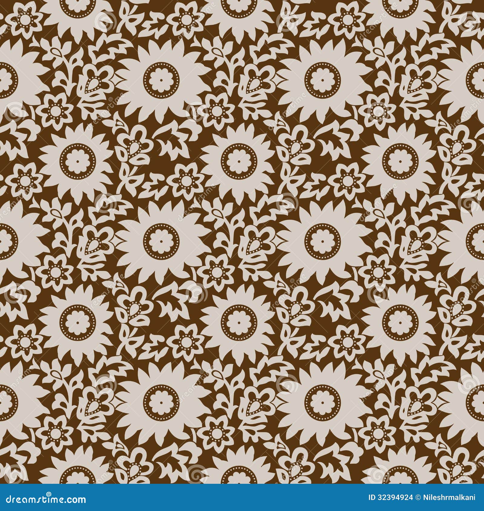 Seamless Brown Floral Wallpaper Stock Vector - Illustration of repeat