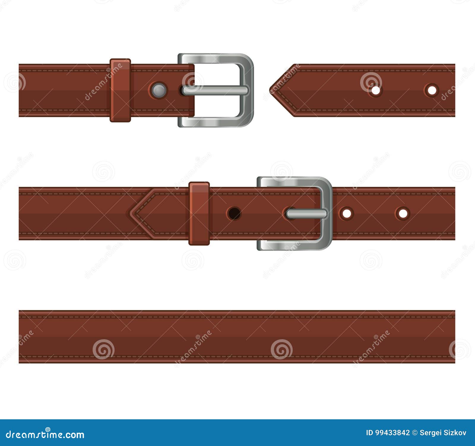 Seamless Brown Leather Belts Set. Vector Stock Vector - Illustration of ...