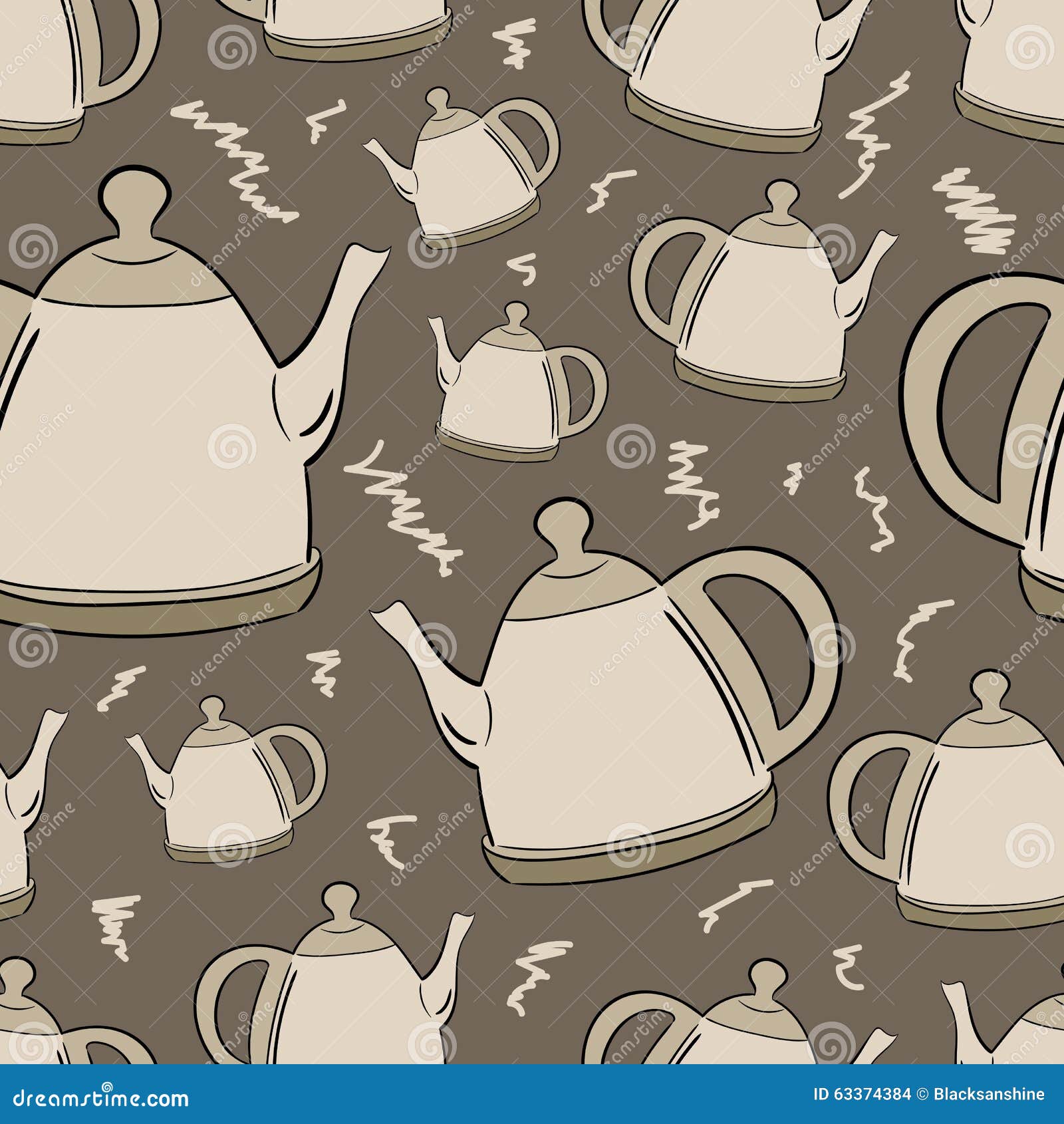 Seamless brown teapots stock vector. Illustration of boiled - 63374384