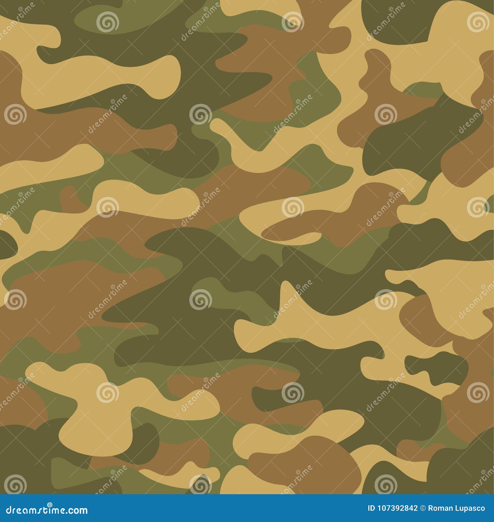 Seamless Camouflage Pattern. Khaki Texture, Illustration. Camo Print ...