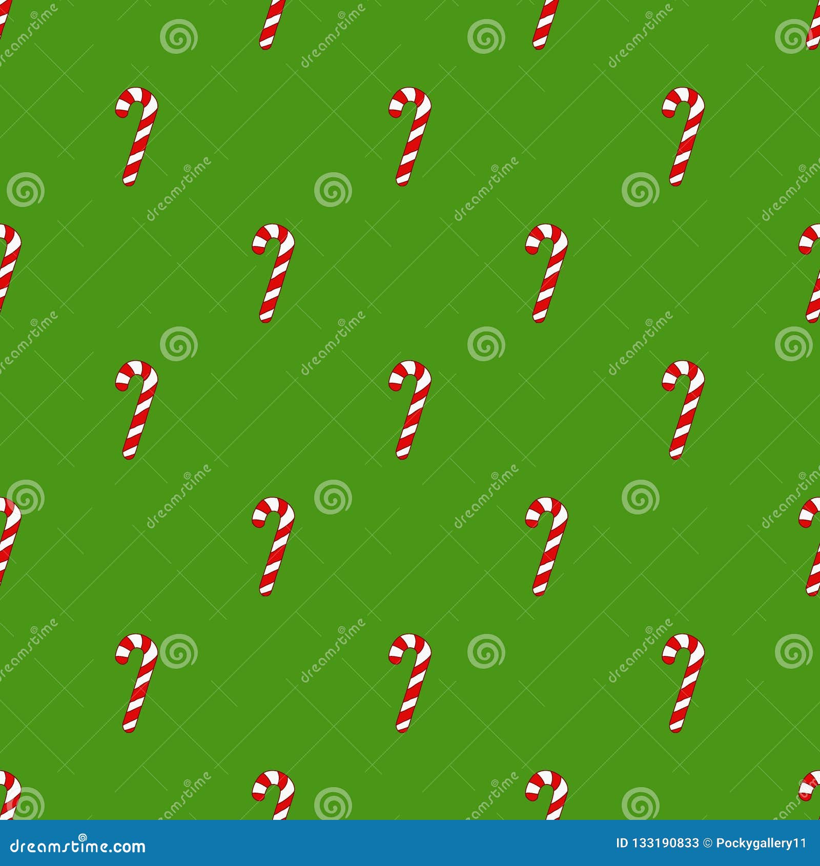 Seamless Candy Cane on Green Stock Vector Illustration of element
