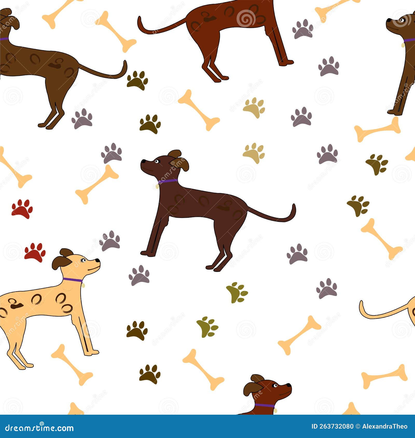 seamless cartoon dog pattern on white background